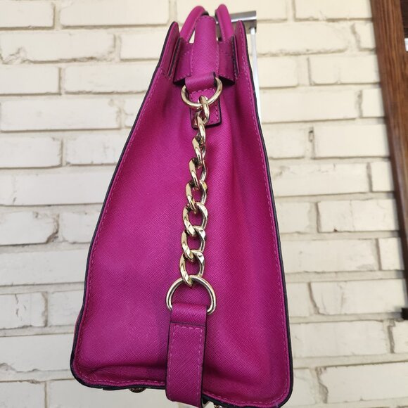 Michael Kors Hot Pink Hamilton Shoulder Bag Purse - Picture 5 of 16